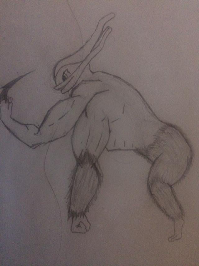 Still a bad artist. Attempt at prehistoric Machamp, Also Triceratops Tauros.