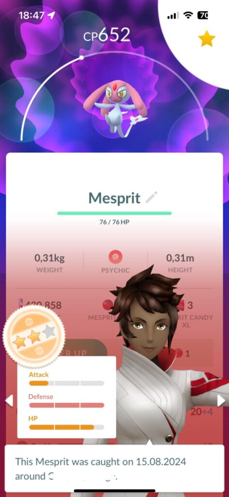 I just caught a wild Mesprit! Super excited and wanted to share it with someone