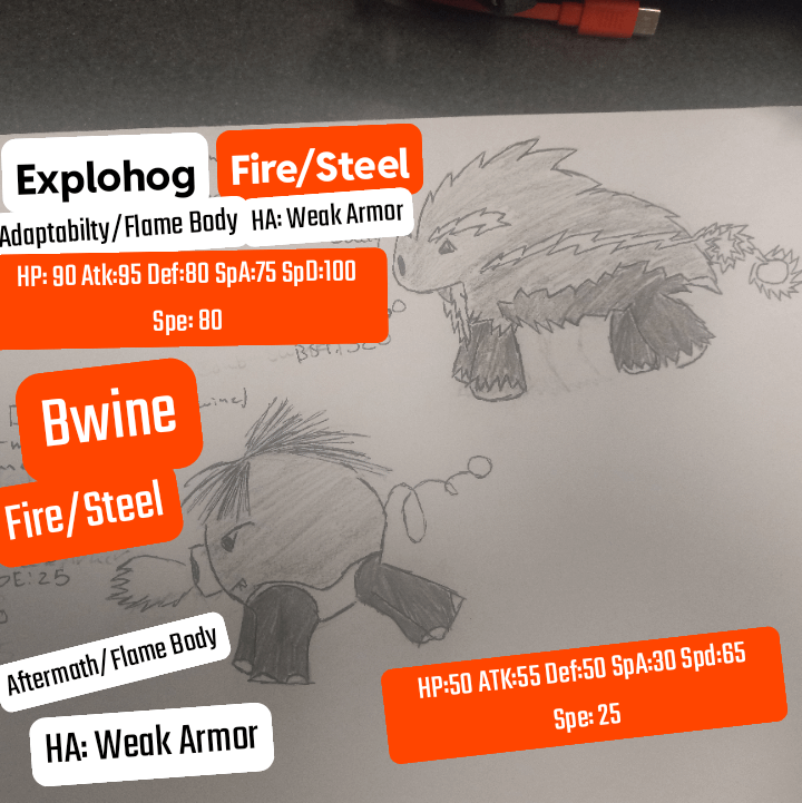 Bomb+Explosion Hog Swine-like Mon I drew at Work