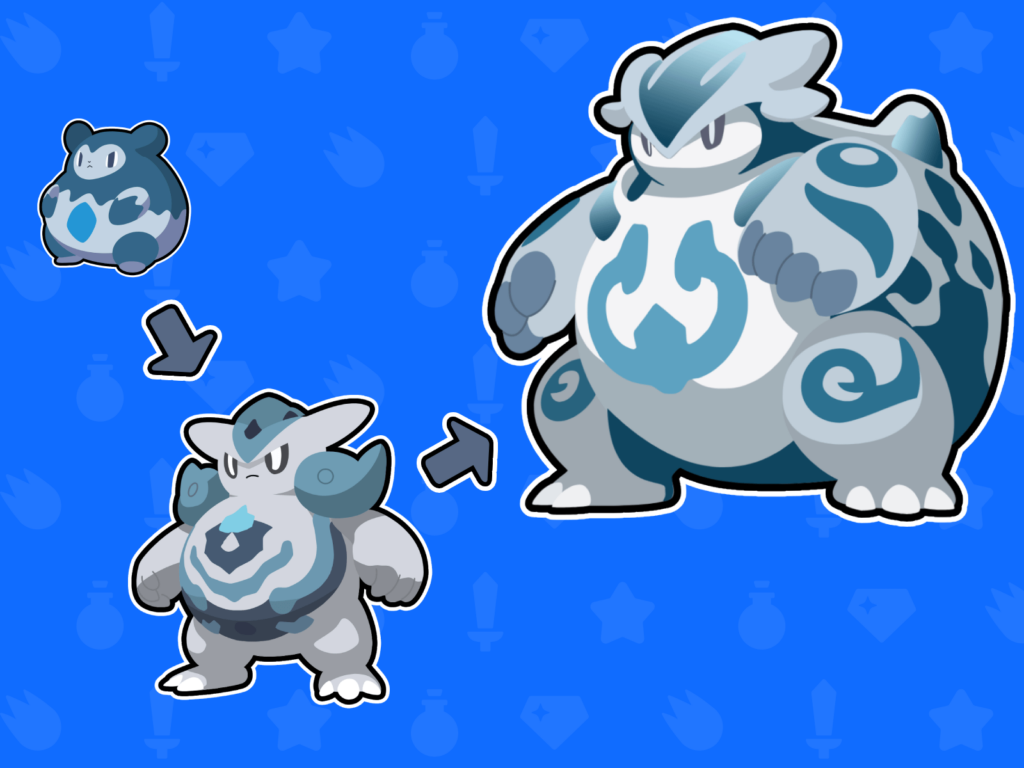 My fighting type Stikamon! I wanted to create a Snorlax in Hawaii style, but it become a full evolution line for my custom Stikamon Region :D Any names suggestions are welcome!