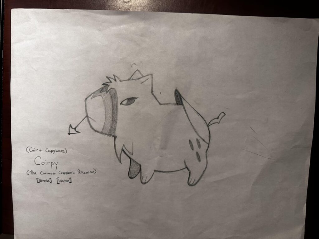 Coconut Capybara Pokemon: Coirpy & Cocobara [Water/Grass]