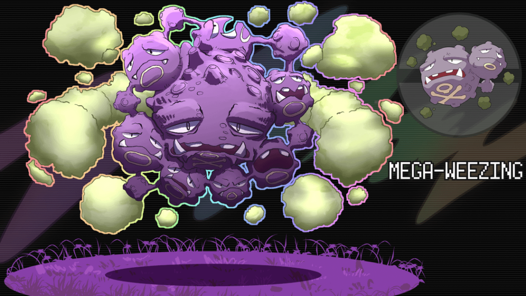 MEGA-WEEZING (+ previous sketch idea + gen1 progress)