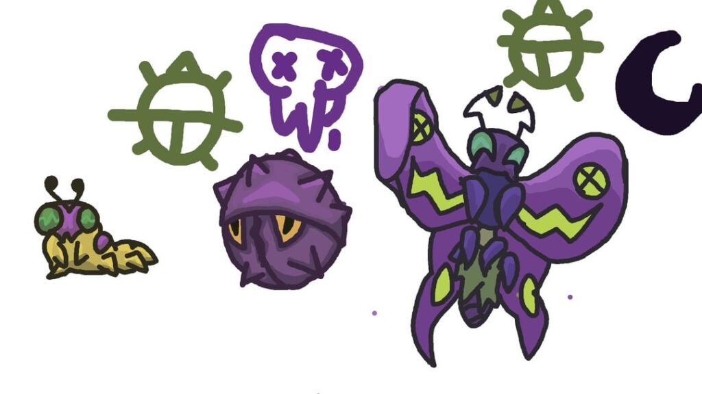 Redesigned one of my oldest pokemon to route 1 bug for my nothing inspired region (and the old names need changing)