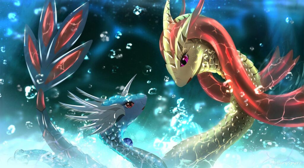 Milotic and Dragonair. What a nice meeting! (Fanart by me)
