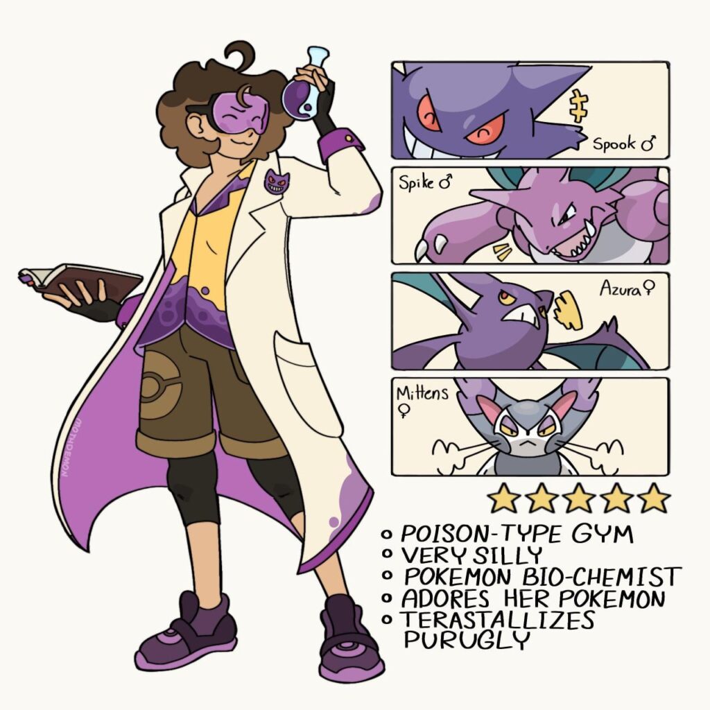 Made a silly poison type gym leader! (OC)