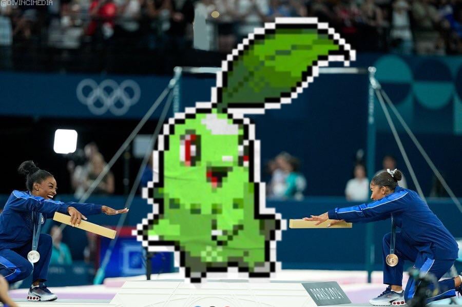 Simone Biles and Jordan Chiles bow to Chikorita as she wins gold in the women's floor final in a great display of sportsmanship