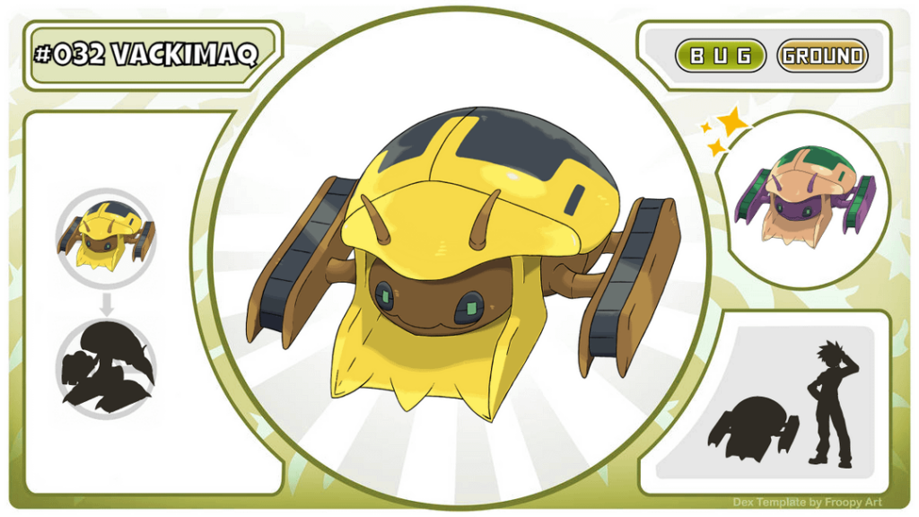 Chilean Pokedex - Seen building underground tunnels for their burrows in the north of the A'hue Region, Vackimaq arrives, inspired by the Desert Vaquita (little cow), and also by heavy machinery