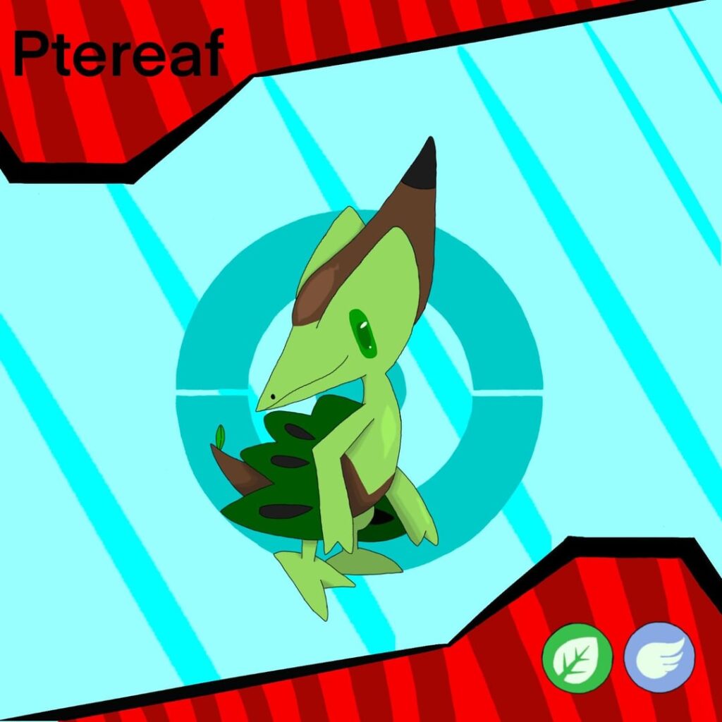 Hi. This is the first time in a while that I post here againand this time I whanted to show my fakemon project that i've been workong on a while based on ancient (or extinct ) animals like dinosaurs and megafauna. Here are the starters (Ptereaf, Parame and Mosok) with their evolutions, some pokémon