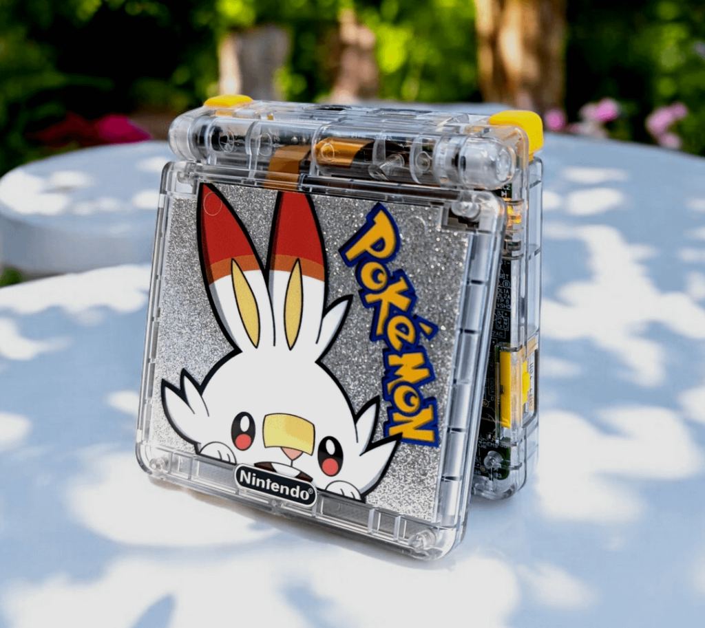 [OC] ❤️🧡💛SCORBUNNY💛🧡❤️ version Game Boy Advance SP. My newest Game Boy creation. This one might be a new favorite ƪ⁠(⁠˘⁠⌣⁠˘⁠)⁠ʃ