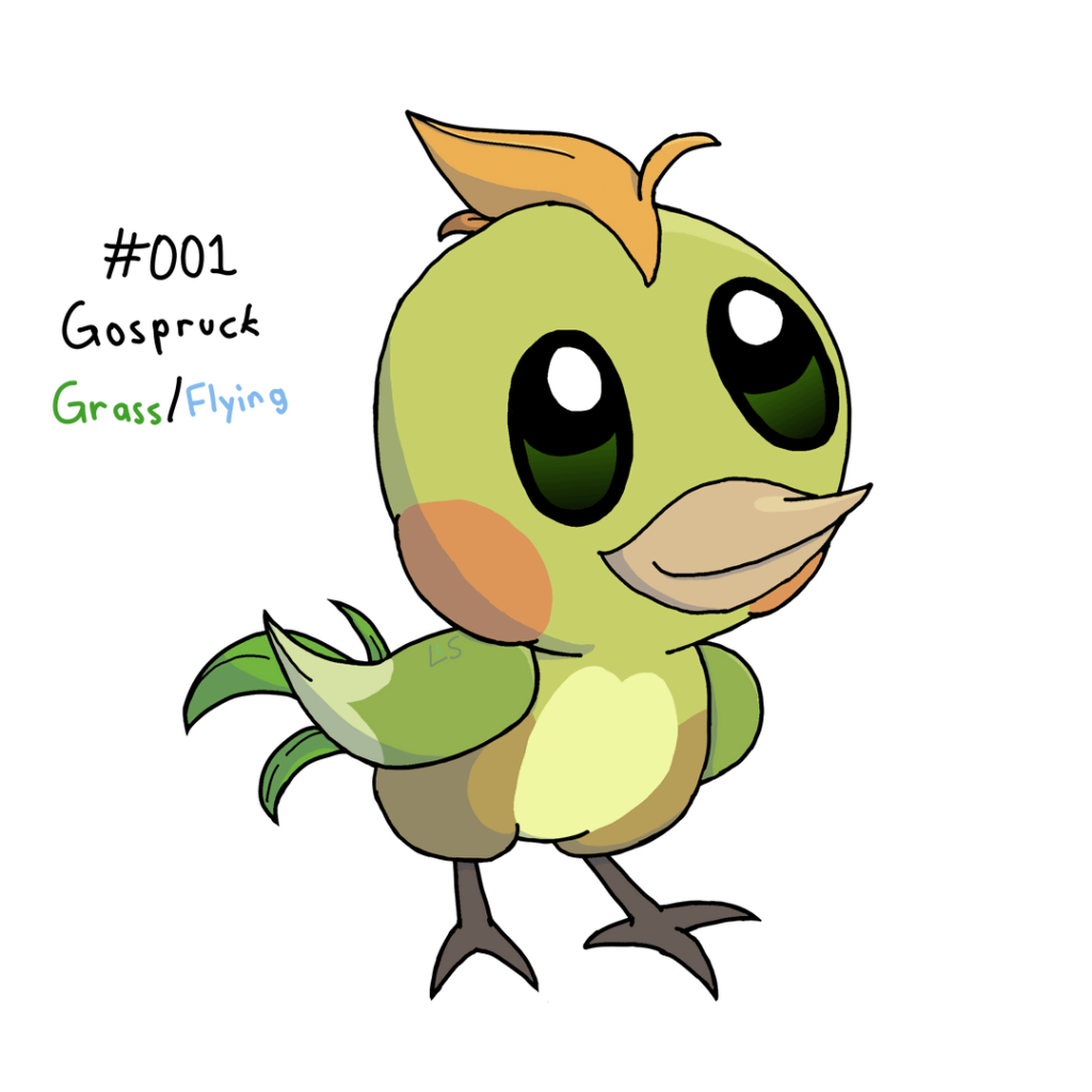 Here's the starters for my region: Gospruck, Morumite, and Squowder!
