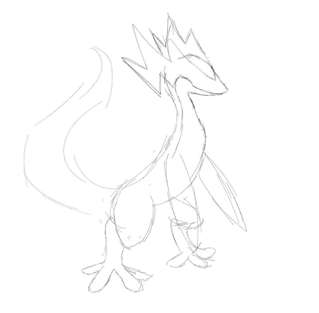 Which pose looks better for the evolution of my electric gecko fakemon? These are just sketches to show the general idea