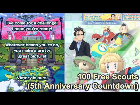 Pokemon Masters EX - 100 Free Scouts (August 2024, 5th Anniversary Countdown)