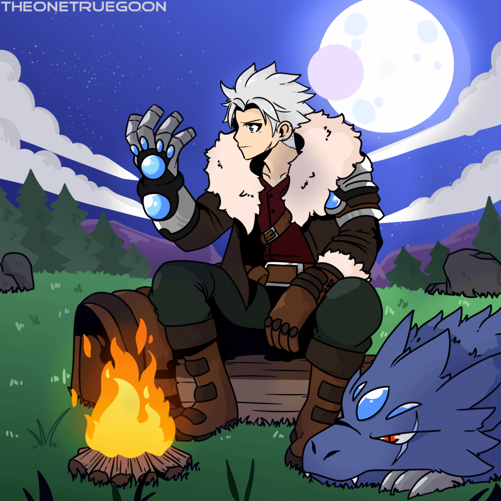 A random wave of inspiration hit me and I wanted to do an art piece for a project idea. Something fakemon adjacent yet its own unique game. Do you think there would be any interest in a monster tamer TTRPG? (More info in comments also if you are curious the big blue fellow im calling a Wolvyrn).