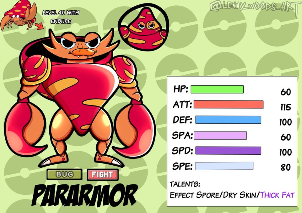 A fake evolution of parasect where it manages to beat the parasite + shiny version (oc)