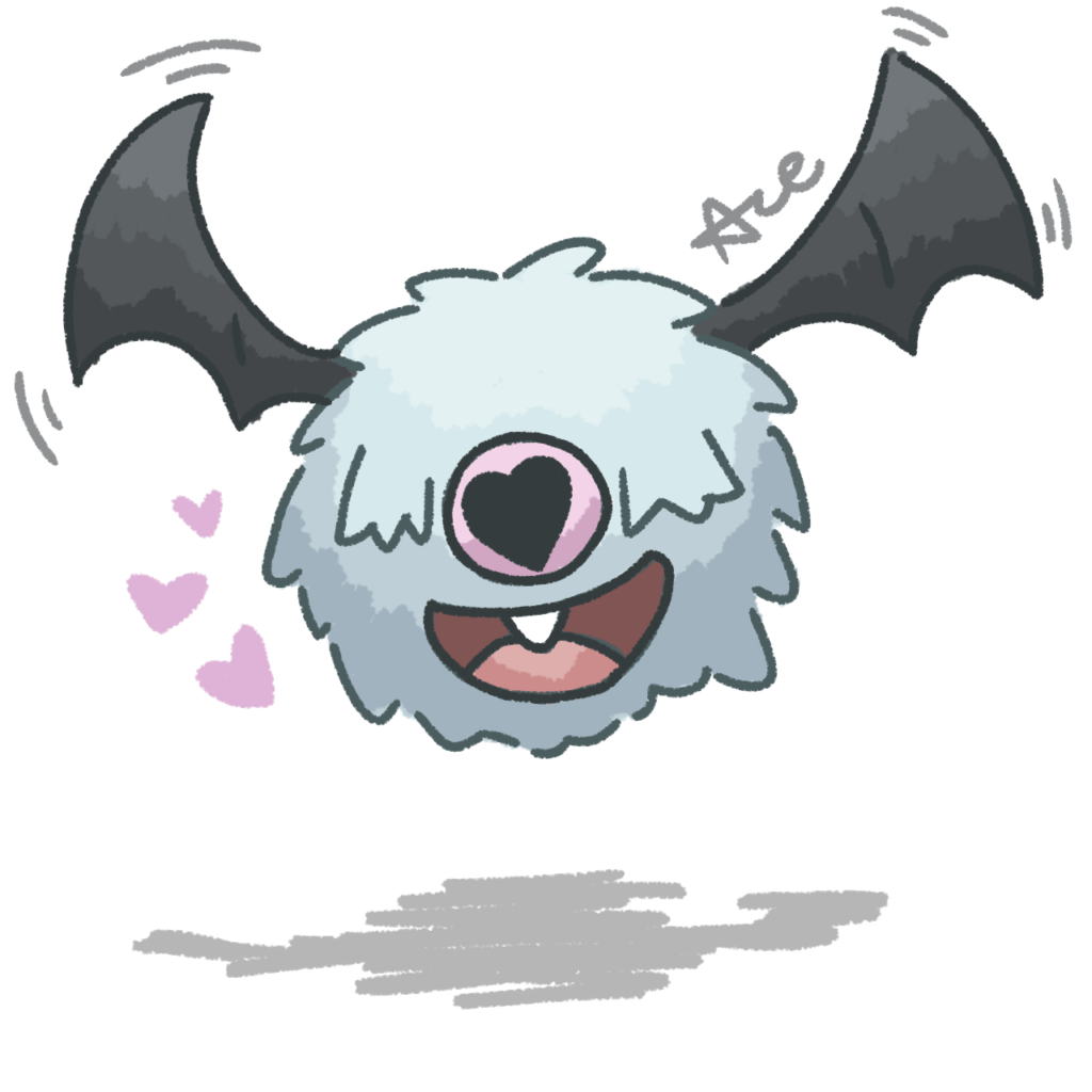 Woobat Fan Art! (This pokemon design is so underrated! He looks like he could be some Japanese Magic Girl's partner or something!!!! Also he reminds me of Kuromi!)