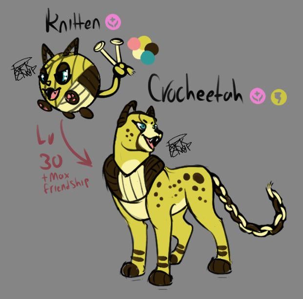 Knitten and Crocheetah concepts