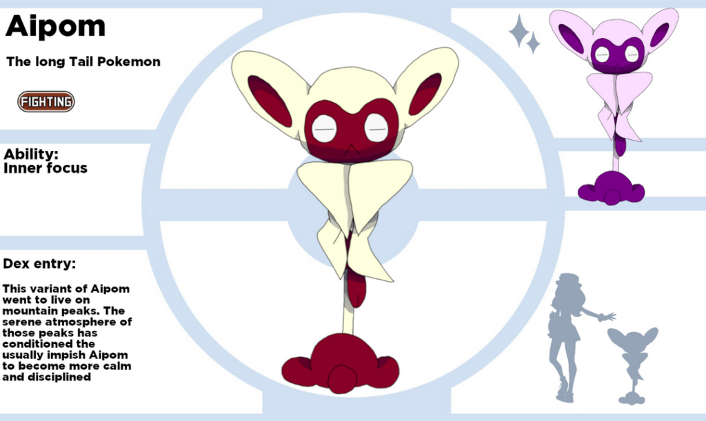 I made a regional variant of Aipom and Ambipom based on shaolin monks