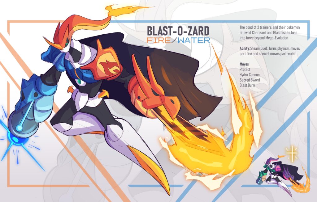 BLAST-O-ZARD (Omnimon Parody of Charizard and Blastoise fused, with an Arceus like base/middle)