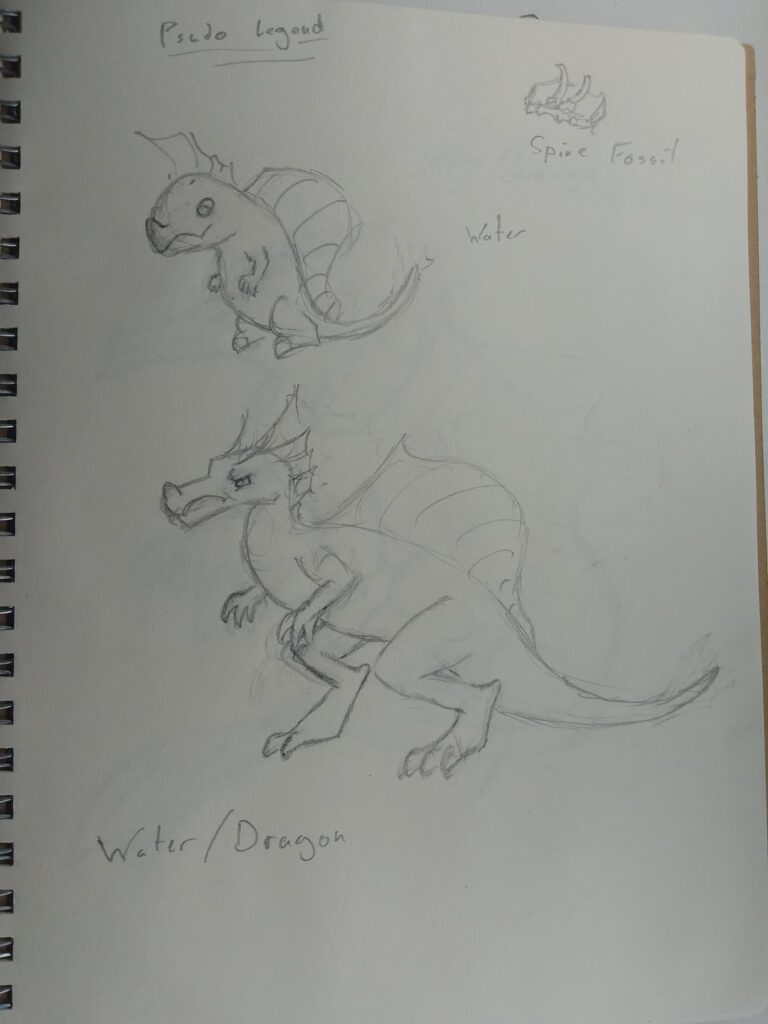 Titanosaurus (Godzilla) + Spinosaurs Fakemon in need of names and color ideas!!