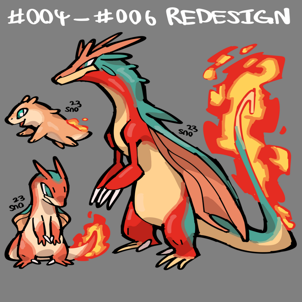 Redesigning Pokémon for Fun: The Charmander Line [OC]