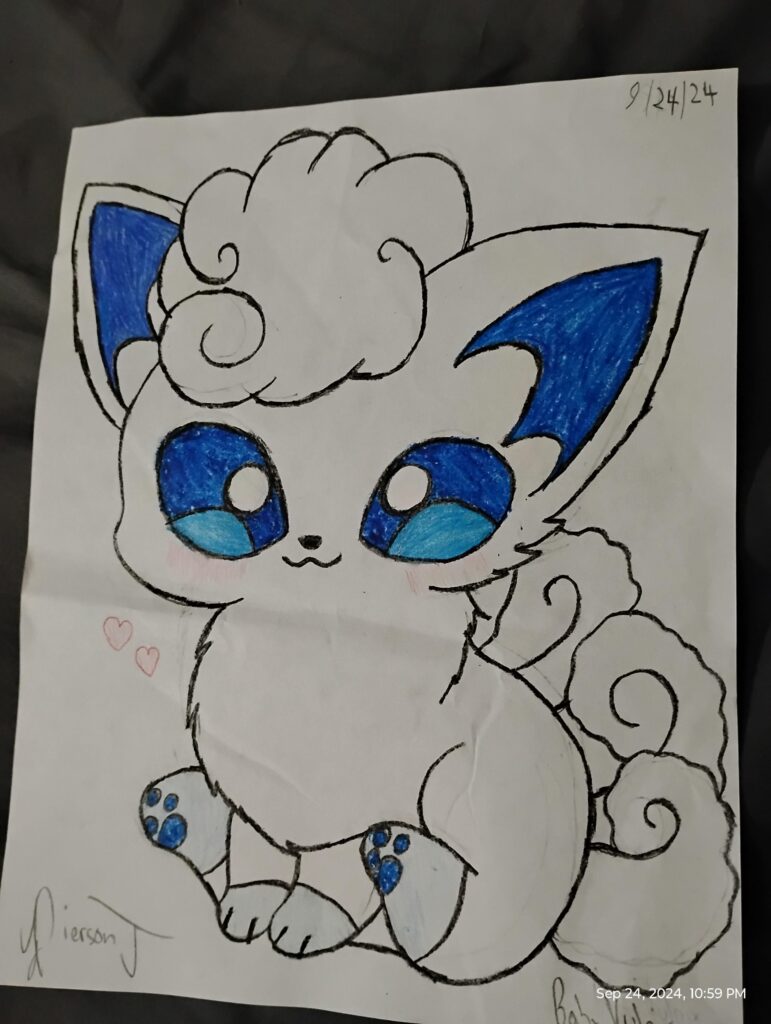 Drew a lil alolan vulpix earlier.