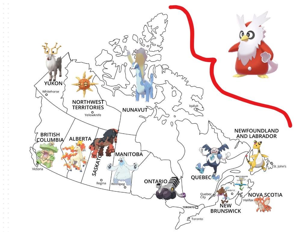 The Canadian Provinces & Territories represented by Pokémon (likes 'states' but in Canada)