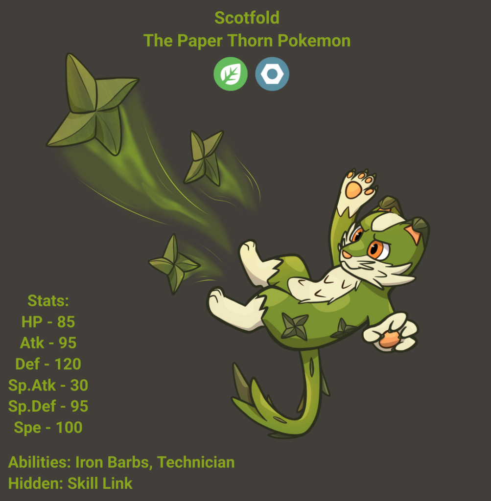 Scotfold! The Paper Thorn Pokemon!