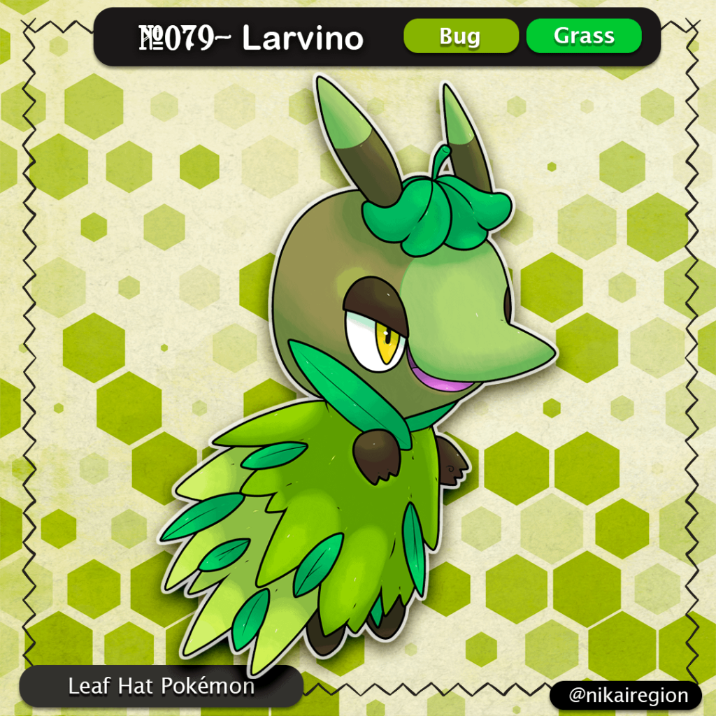 The Leaf Hat Bug Pokemon - Mino (Straw Cape Fakemon) - Japanese Bug/Grass Pokemon - @nikairegion