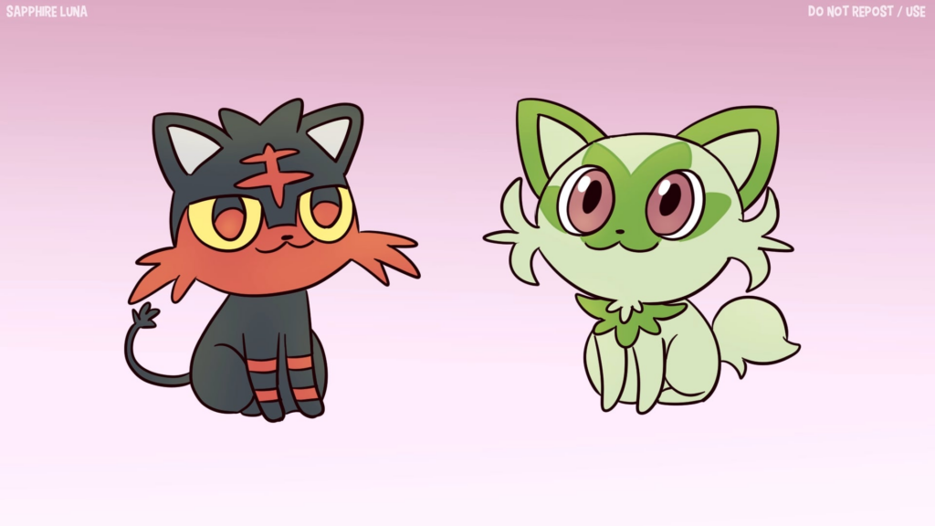 Mio Mao meme Litten + Sprigatito animation (OC made by me)