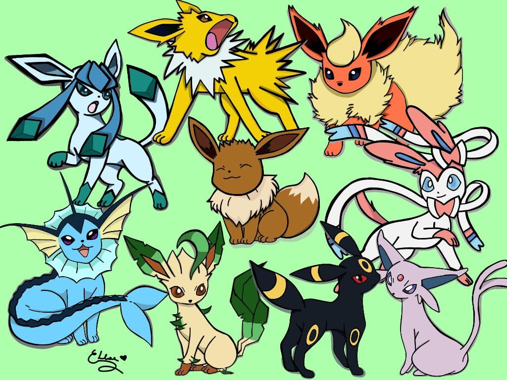 My drawing doing Eevee evolutions… which is your fav?