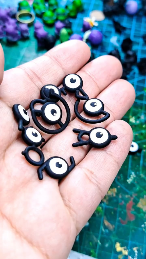 [OC] I made a set of Unown dice. I was thinking of painting the numbers purple.