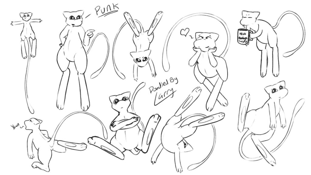 Doodles of Mew I did at work this week