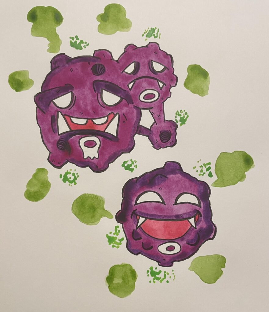 koffing and weezing watercolor (by me)