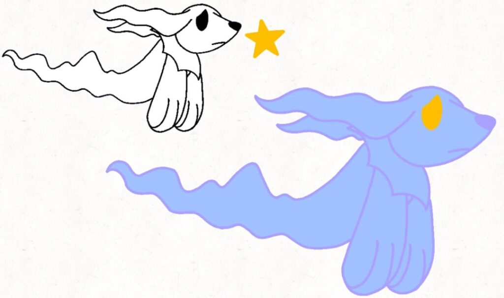Soal and angedian, the ghost seal Pokemon, both of them being ghost and water type.