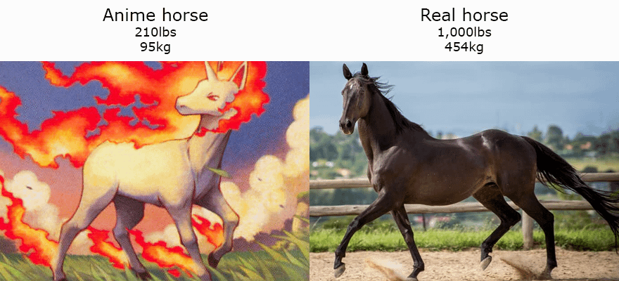 Ah yes, Rapidash is the weight of a large dog. Makes sense.