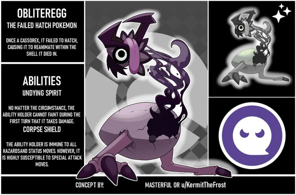 The Obliteregg/Cuckocease pokemon line is done! However, it is a convergent line from a pokemon I'm still working on 👀