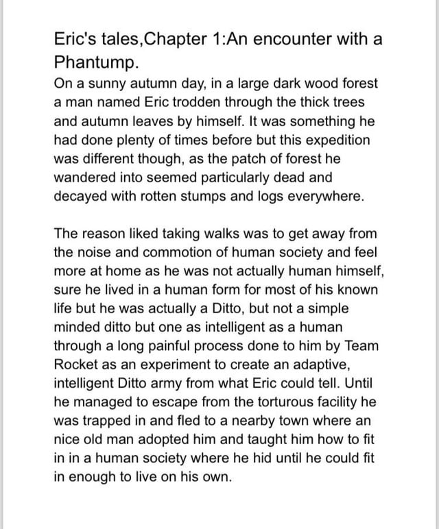 Eric’s tales,Chapter 1: An encounter with a Phantump.