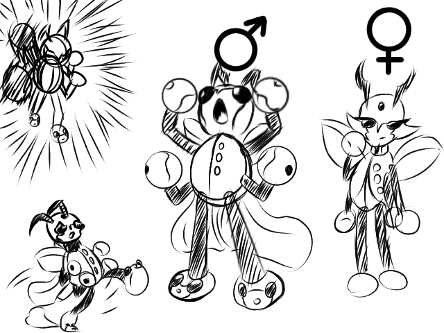 Quick sketches of 'Ledibeatle', a Hypothetical Ledian Evolution!