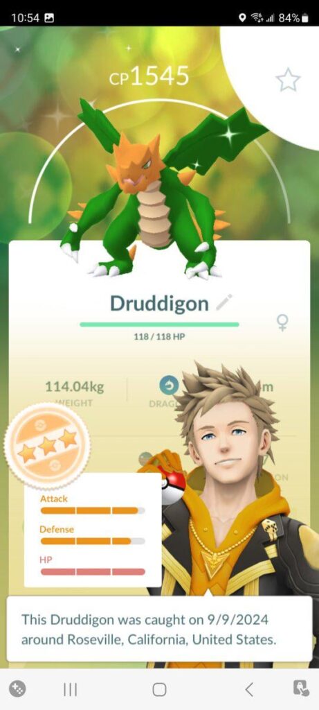 Hatched a shiny Druddigon from a 10k egg. 14/13/15