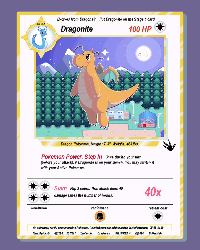 I made my own custom Dragonite Card!