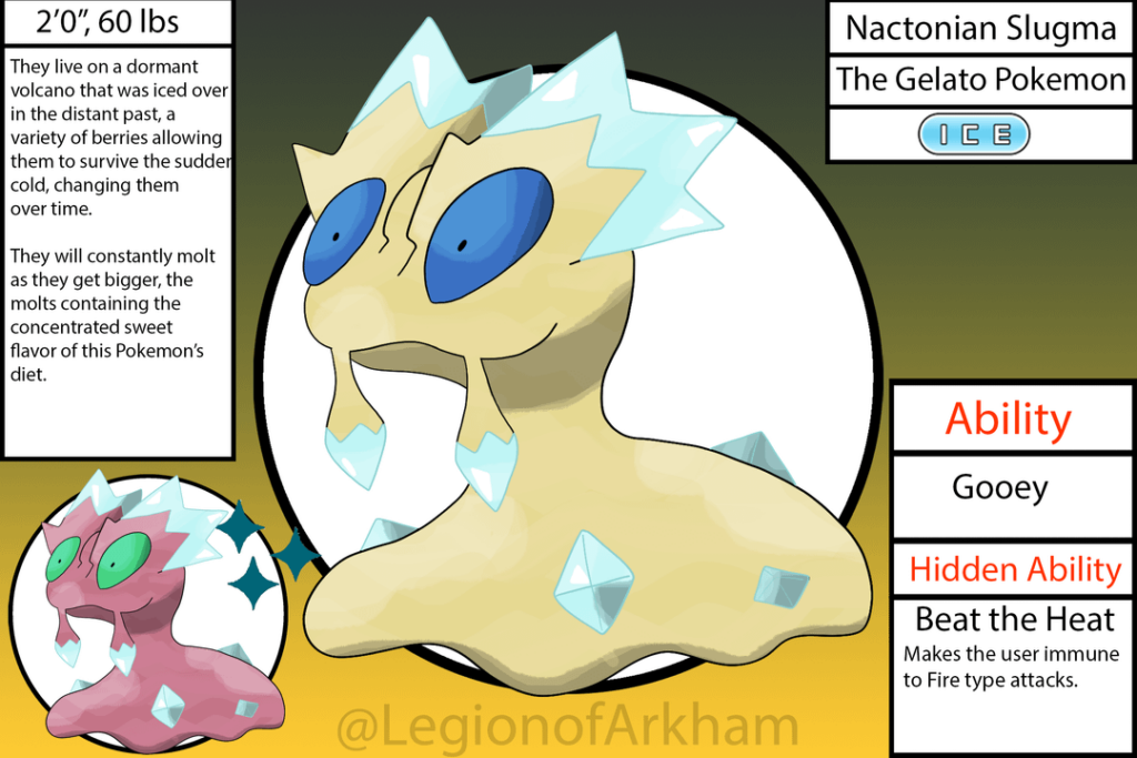 Nactonian Slugma and its Regional Evolution, Tiramisnail
