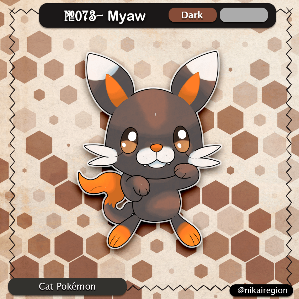 Dark Type Cat Pokemon - Neko Fakemon - Japanese Yokai Pokemon Region - @nikairegion