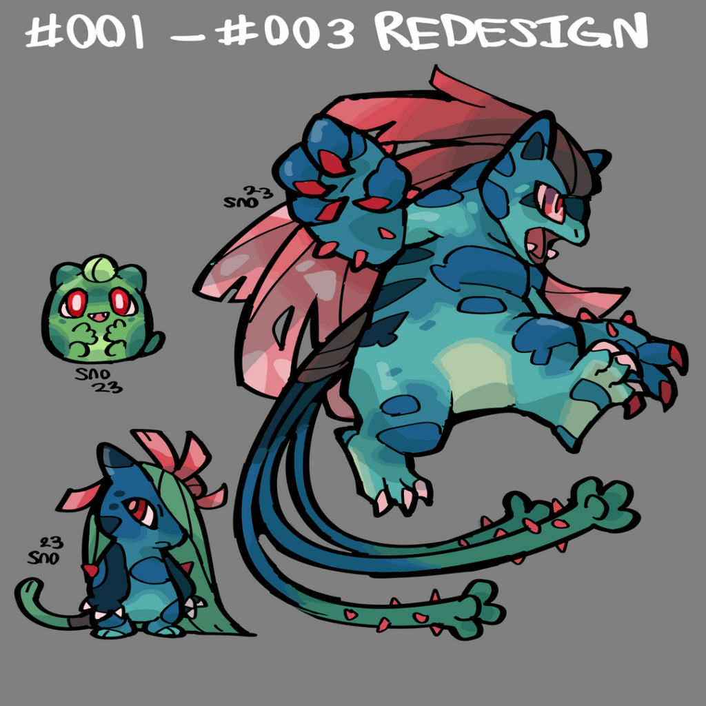 Redesigning Pokémon for Fun: The Bulbasaur Line [OC]