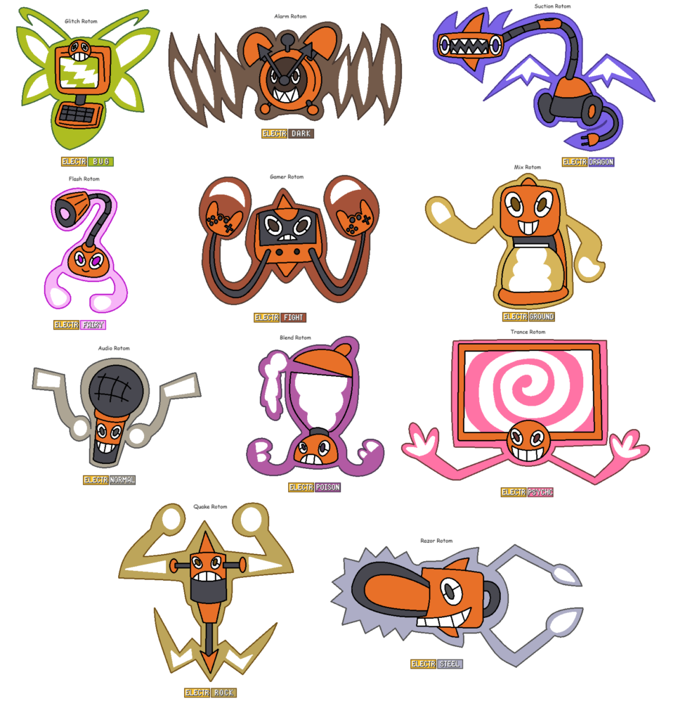 Decided to make my own Rotom Forms to fill in the missing Types.