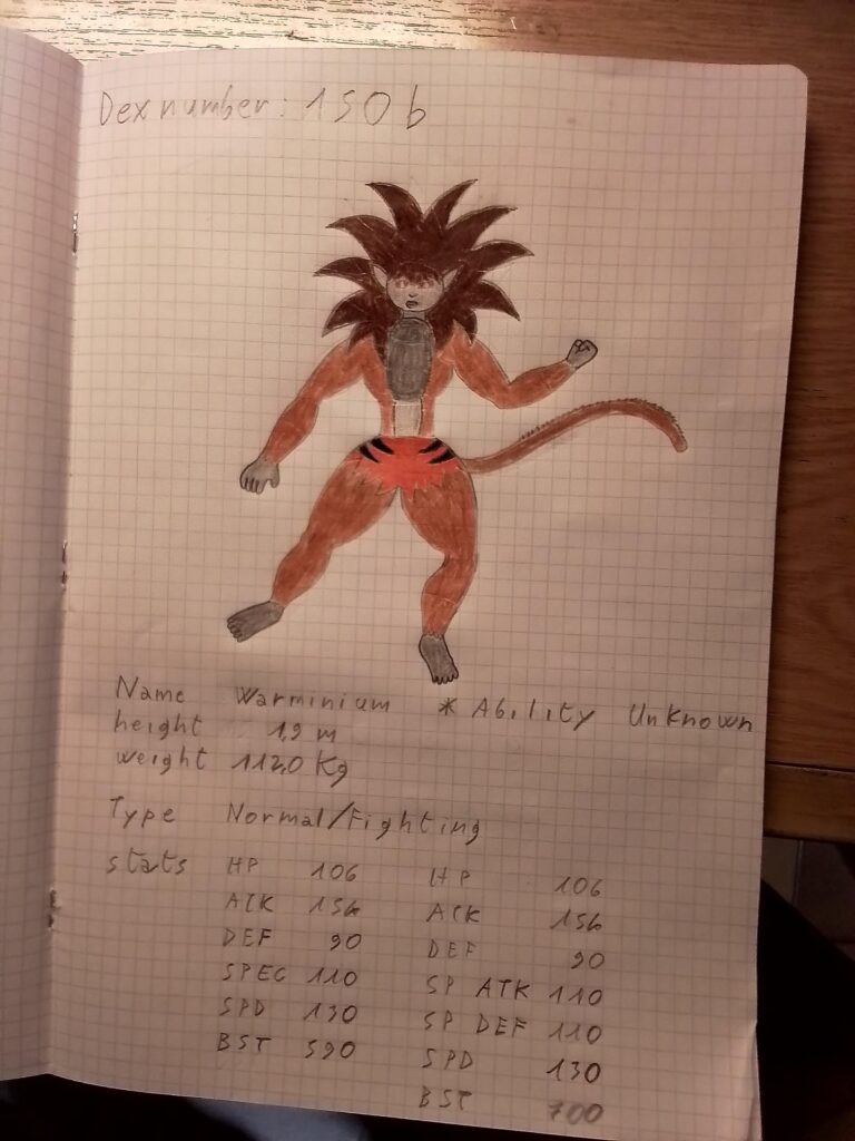 Help me with this Pokémon design. It is meant to be a physical leaning opposite counterpart of Mewtwo, a cloned, female coded (instead of male coded) humanoid monkey (instead of a humanoid cat), big, muscular (instead of scrawny and large brained) Pokémon. I made it for RBY and GSC, so no Ability.