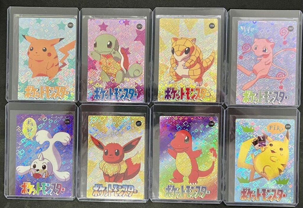 Can someone shed light as to what these are? First pic is card fronts holo, second pic is card backs non-holo and different pokemon. Some cards say pocket monsters but no year. Have about 50 cards, no duplicates.
