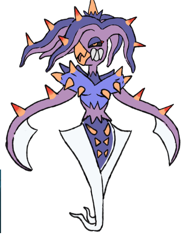 A wip sketch I got from @stalalas regarding my Toxapex/Malamar Past Paradox pokemon that's based on a siren/water nymph