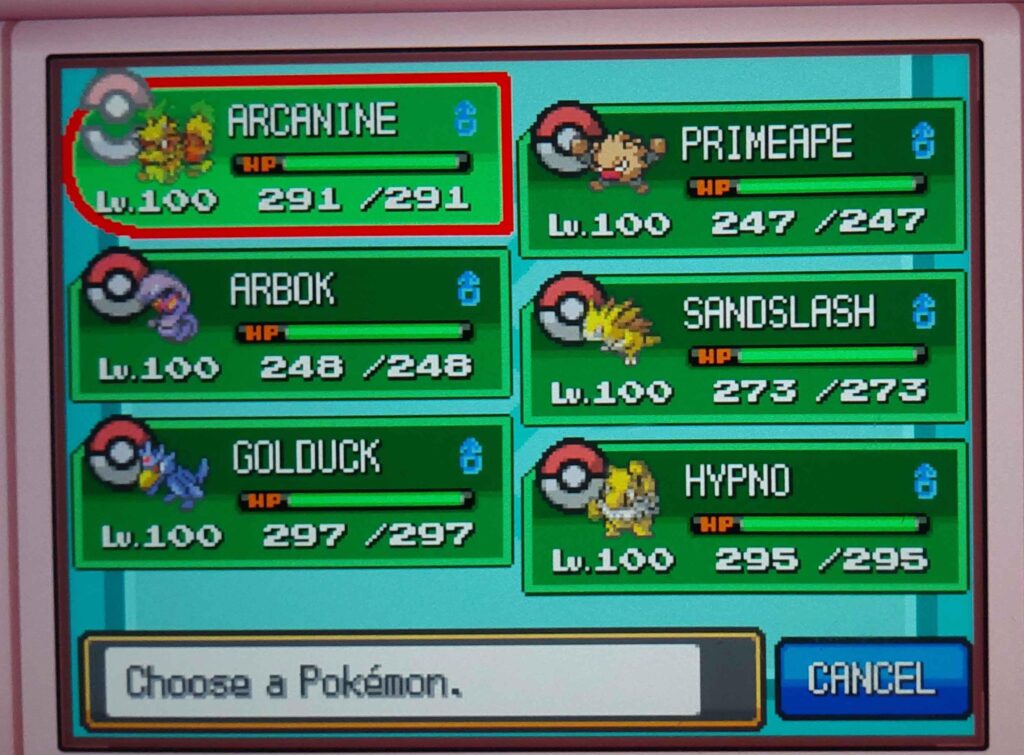 My Pokémon HeartGold team in Kanto