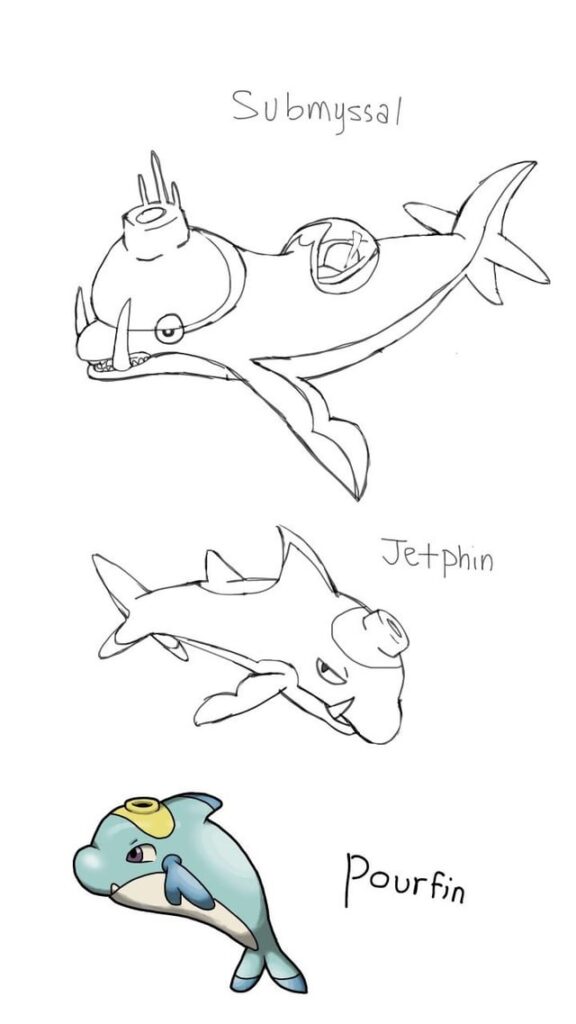 I updated my Dolphin Fakemon! Meet Jetphin and Submyssal🐬💦
