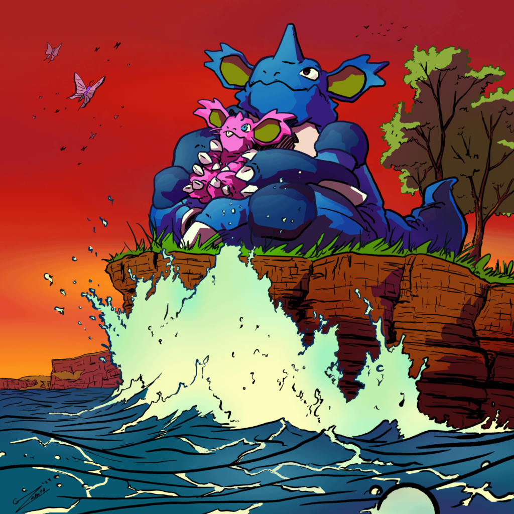 Nidoking and his daughter that I drew for my daughter